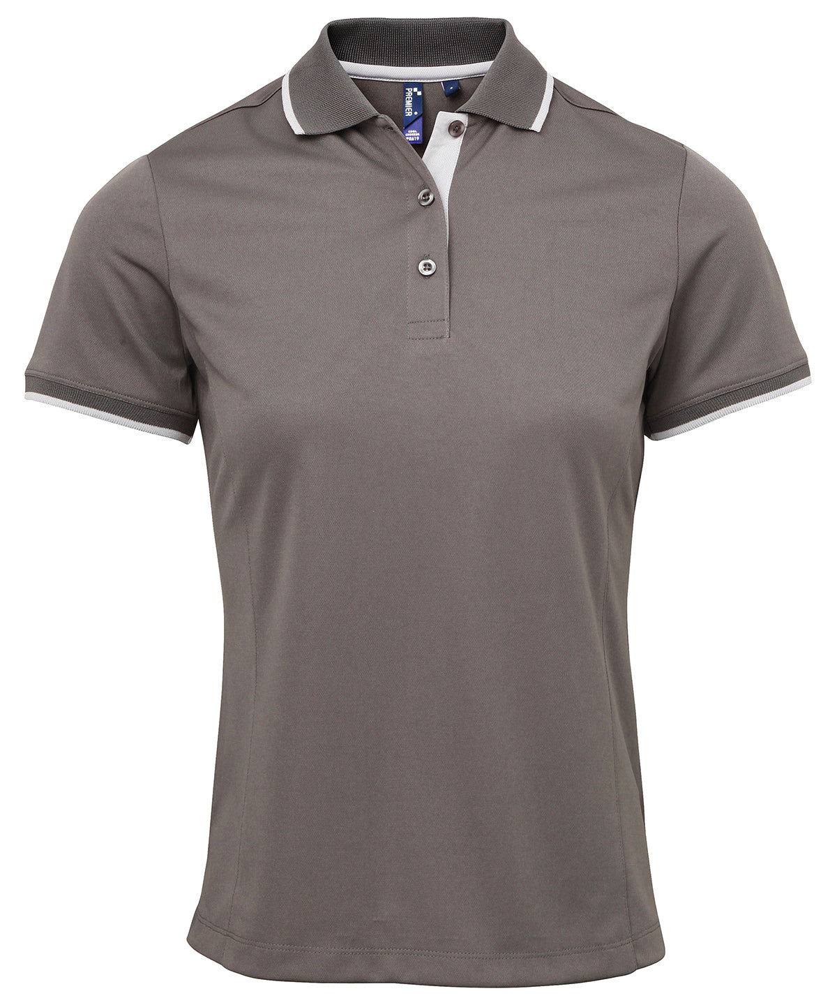 Women's contrast Coolchecker® polo - Dark Grey/Silver