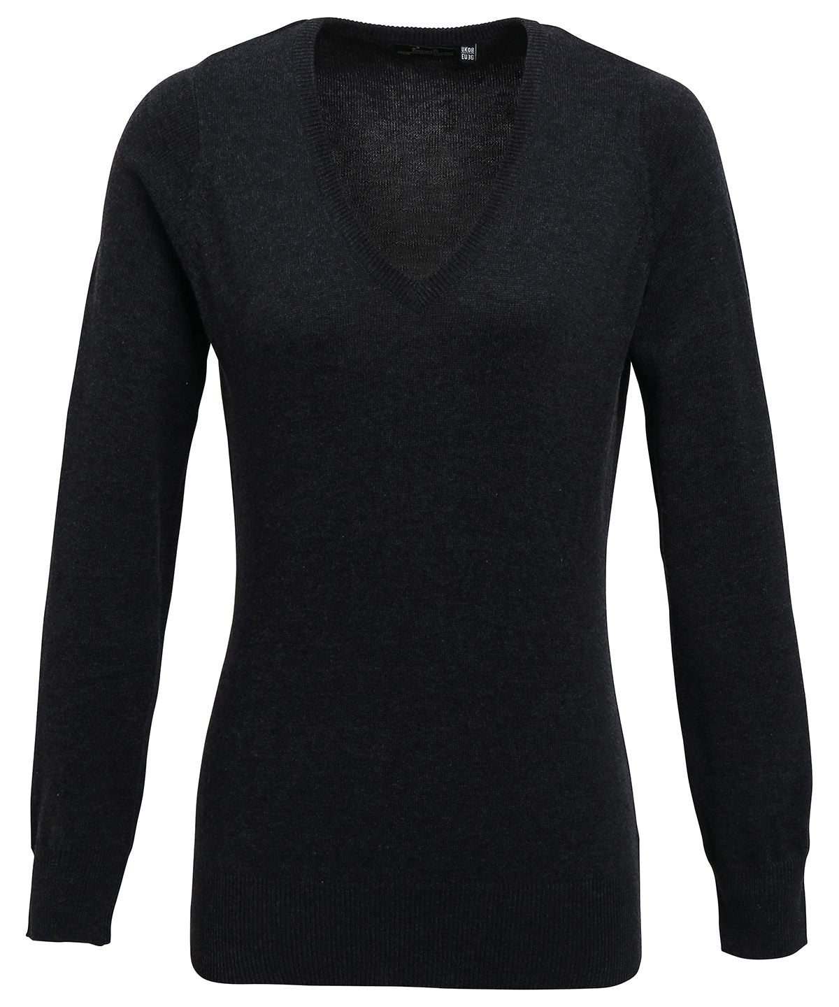 Women's v-neck knitted sweater - Charcoal