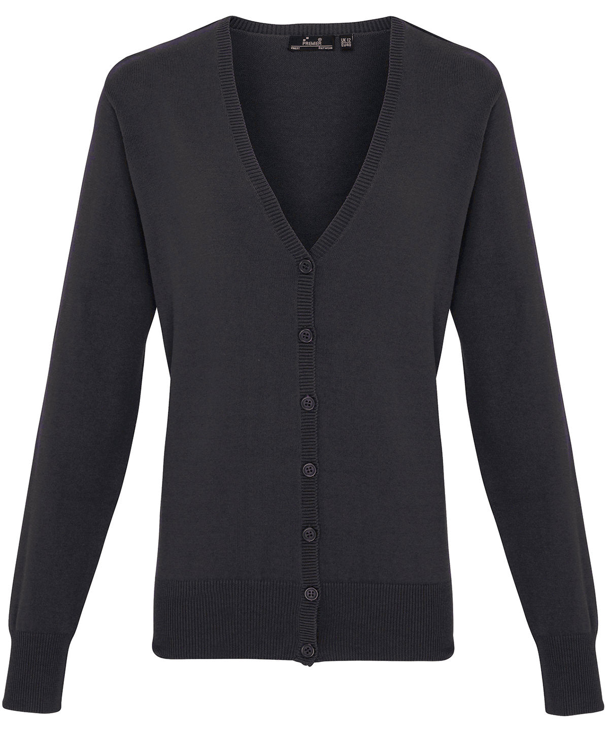 Women's button-through knitted cardigan - Charcoal