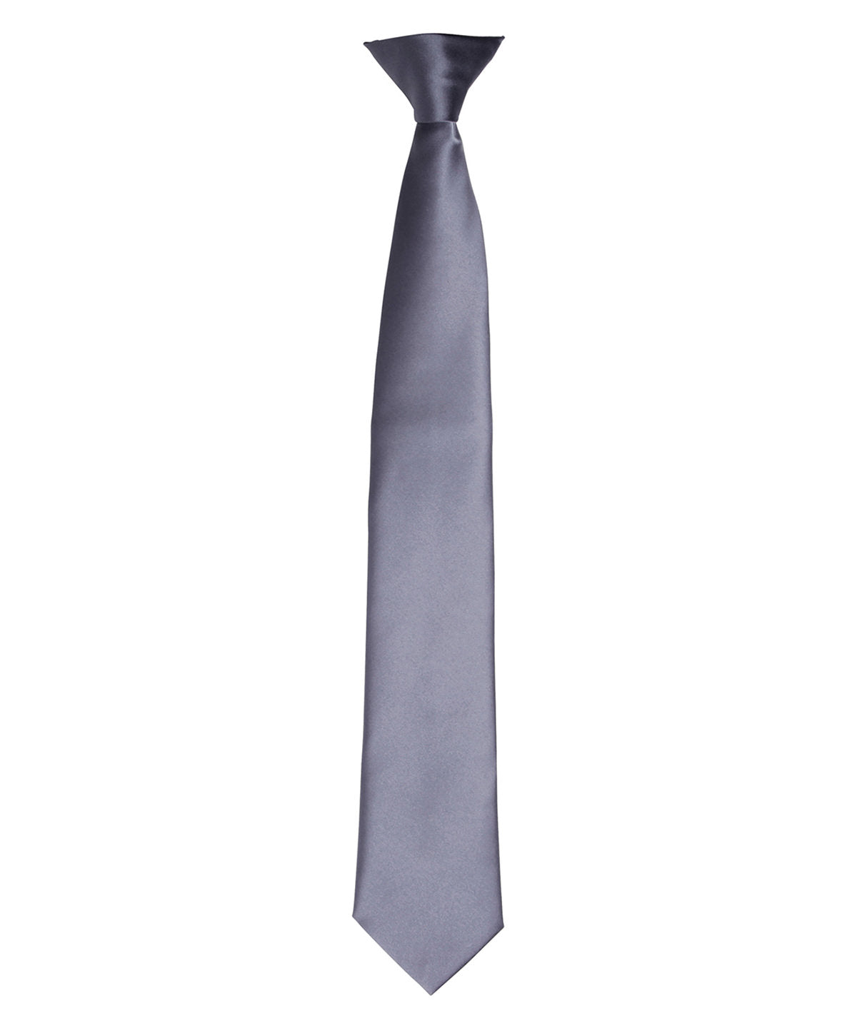'Colours' satin clip tie - Steel