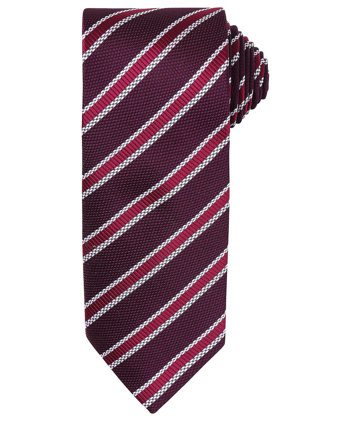 Waffle stripe tie - Burgundy/Aubergine