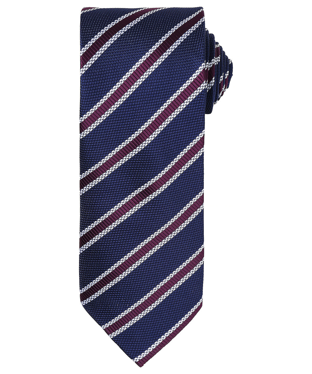 Waffle stripe tie - Navy/Aubergine