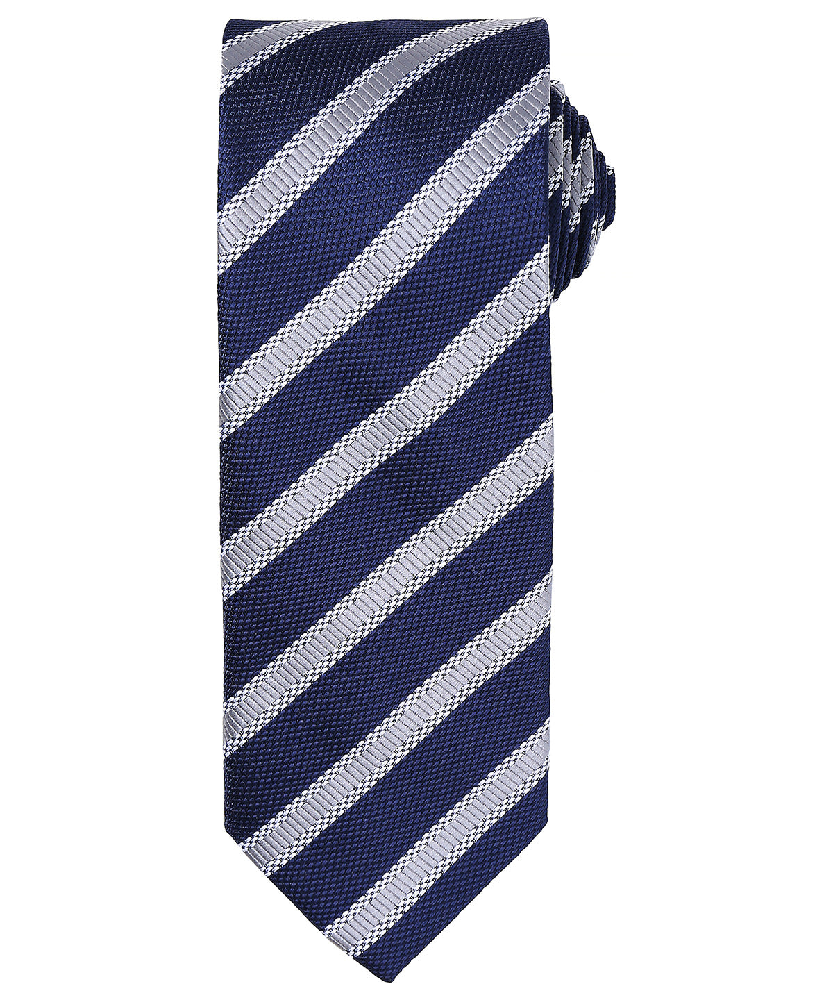 Waffle stripe tie - Navy/Silver