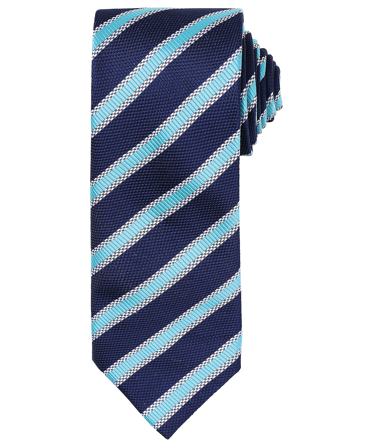 Waffle stripe tie - Navy/Turquoise