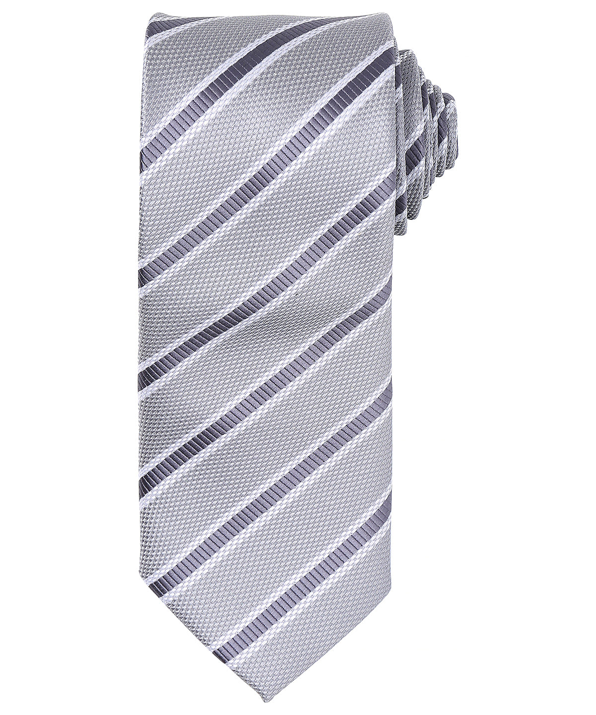 Waffle stripe tie - Silver/Dark Grey