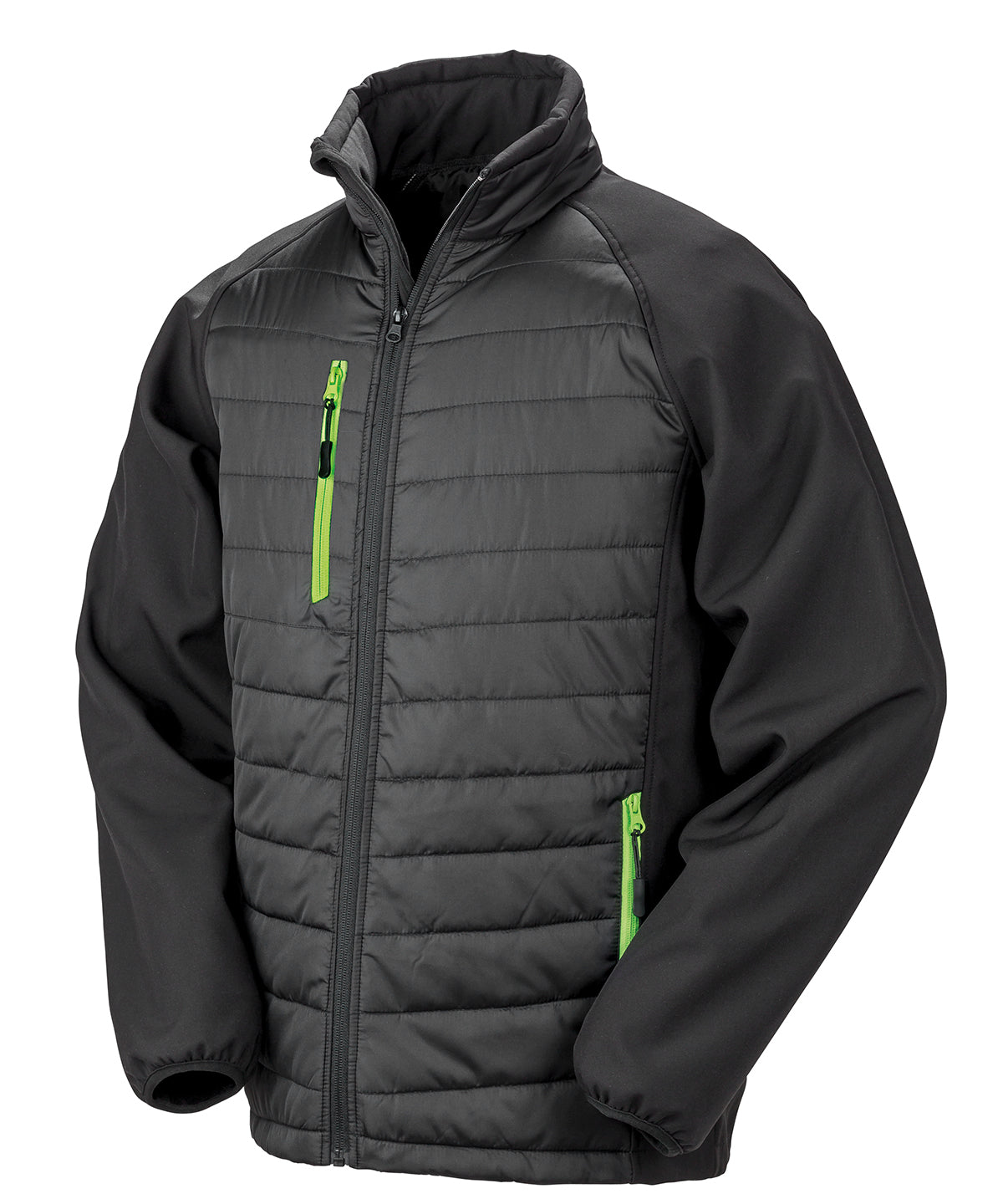 Compass padded softshell jacket  - Black/Lime