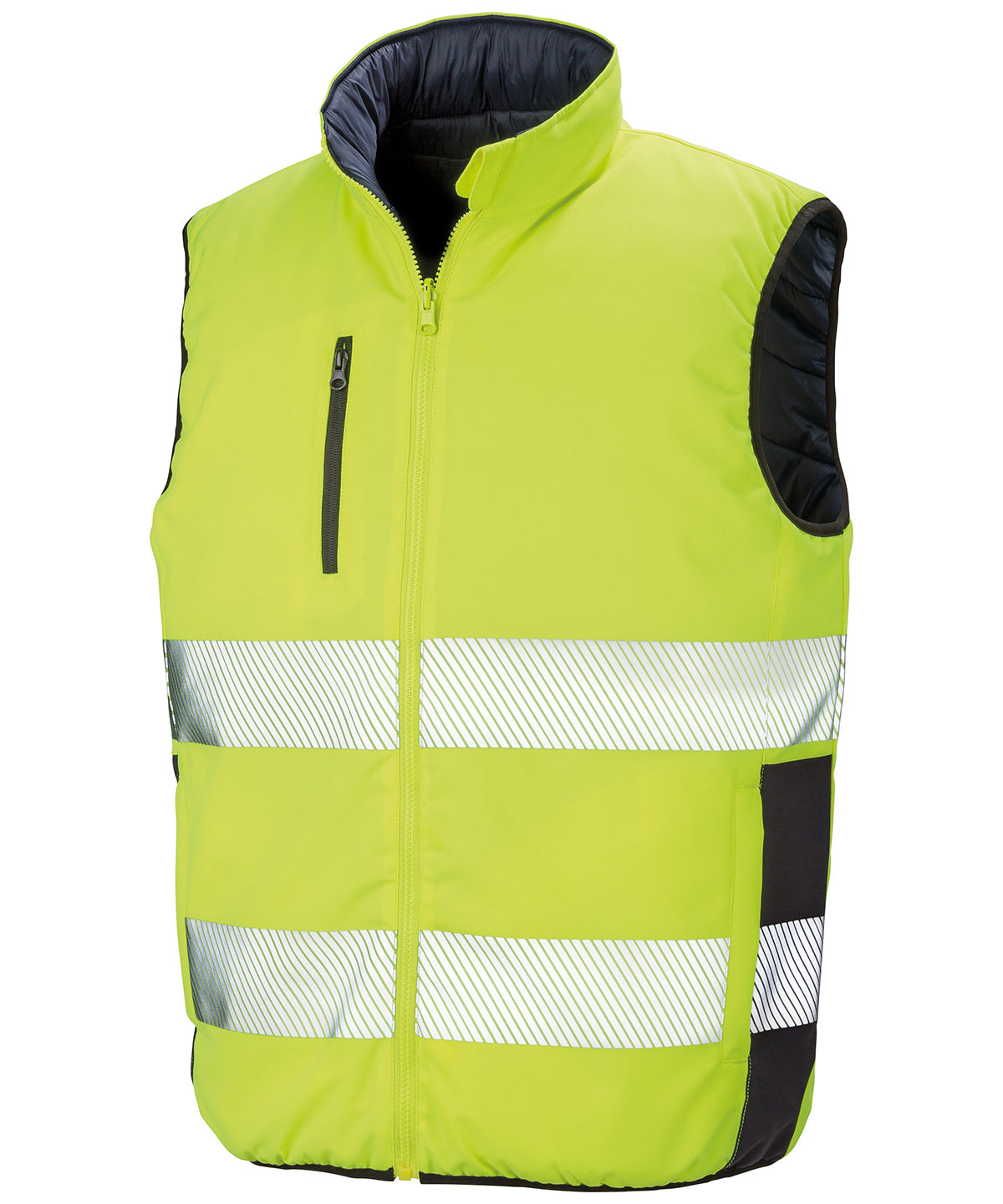 Reversible soft padded gilet - Fluorescent Yellow/Navy