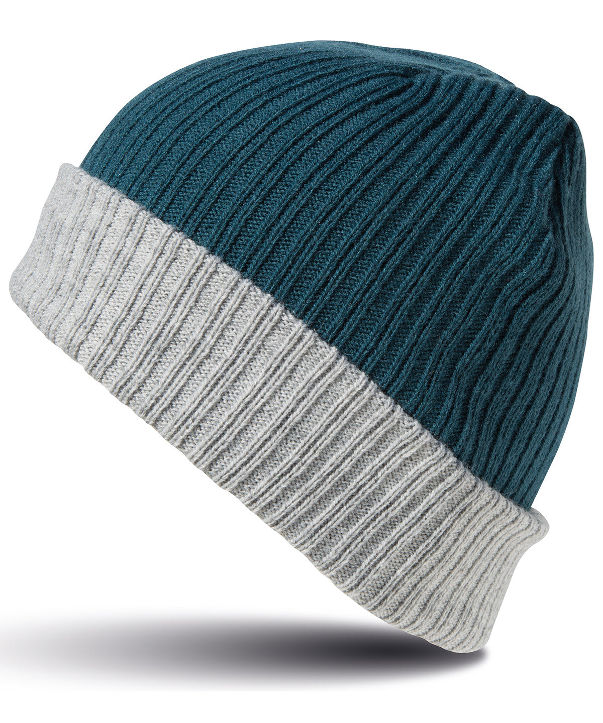 Double-layer knitted hat - Teal/Grey