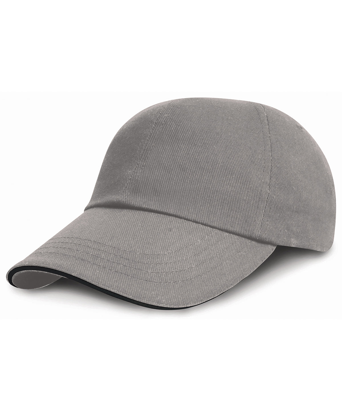Low-profile heavy brushed cotton cap with sandwich peak - Grey/Black