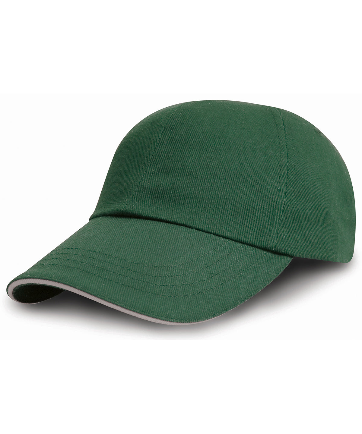 Brushed coton printers/embroiderers cap with sandwich peak - Forest/Putty