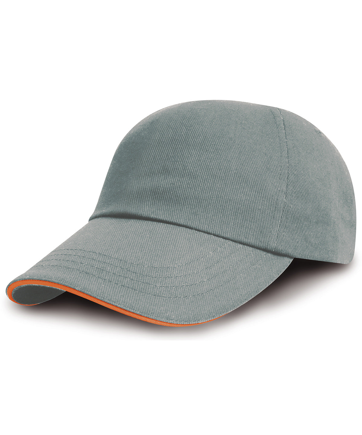 Brushed coton printers/embroiderers cap with sandwich peak - Heather/Amber