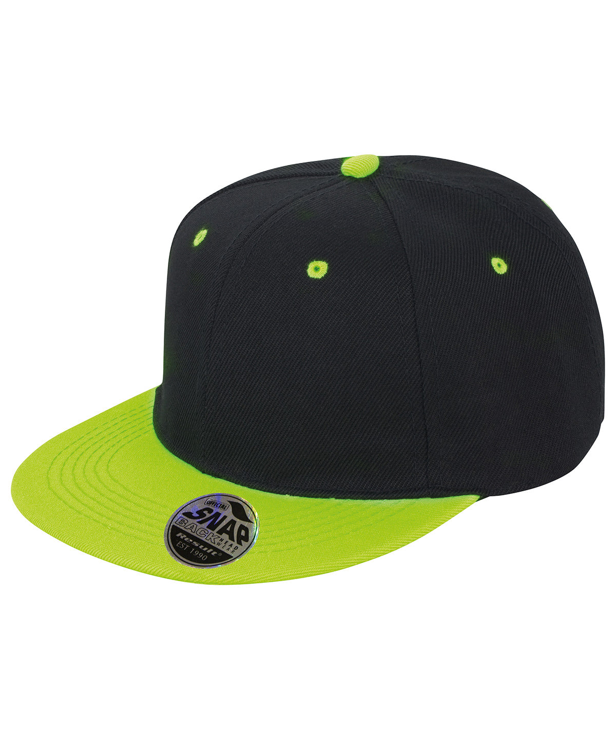 Bronx original flat peak snapback dual colour cap - Black/Lime