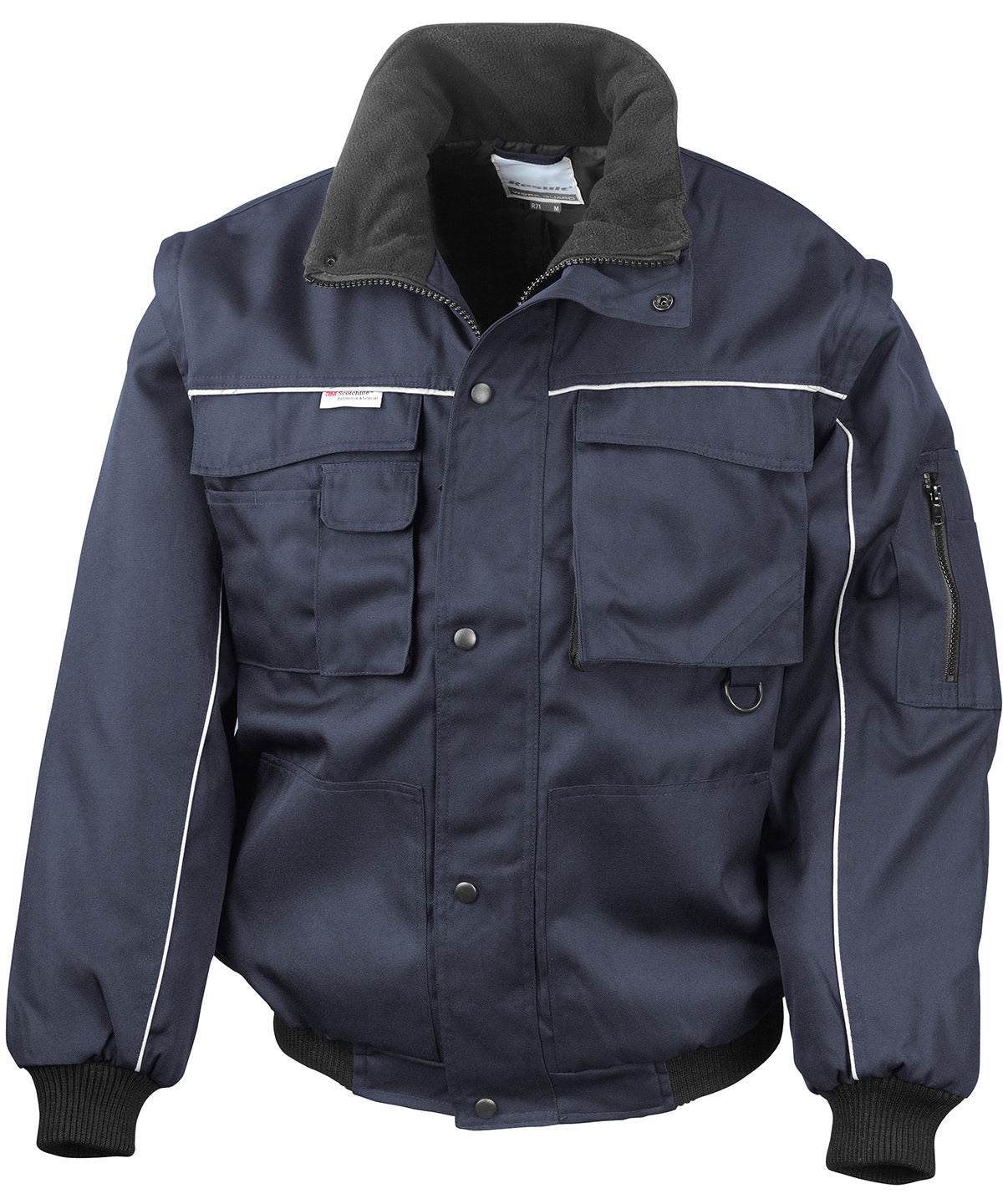 Work-Guard zip sleeve heavy-duty pilot jacket - Navy/Navy