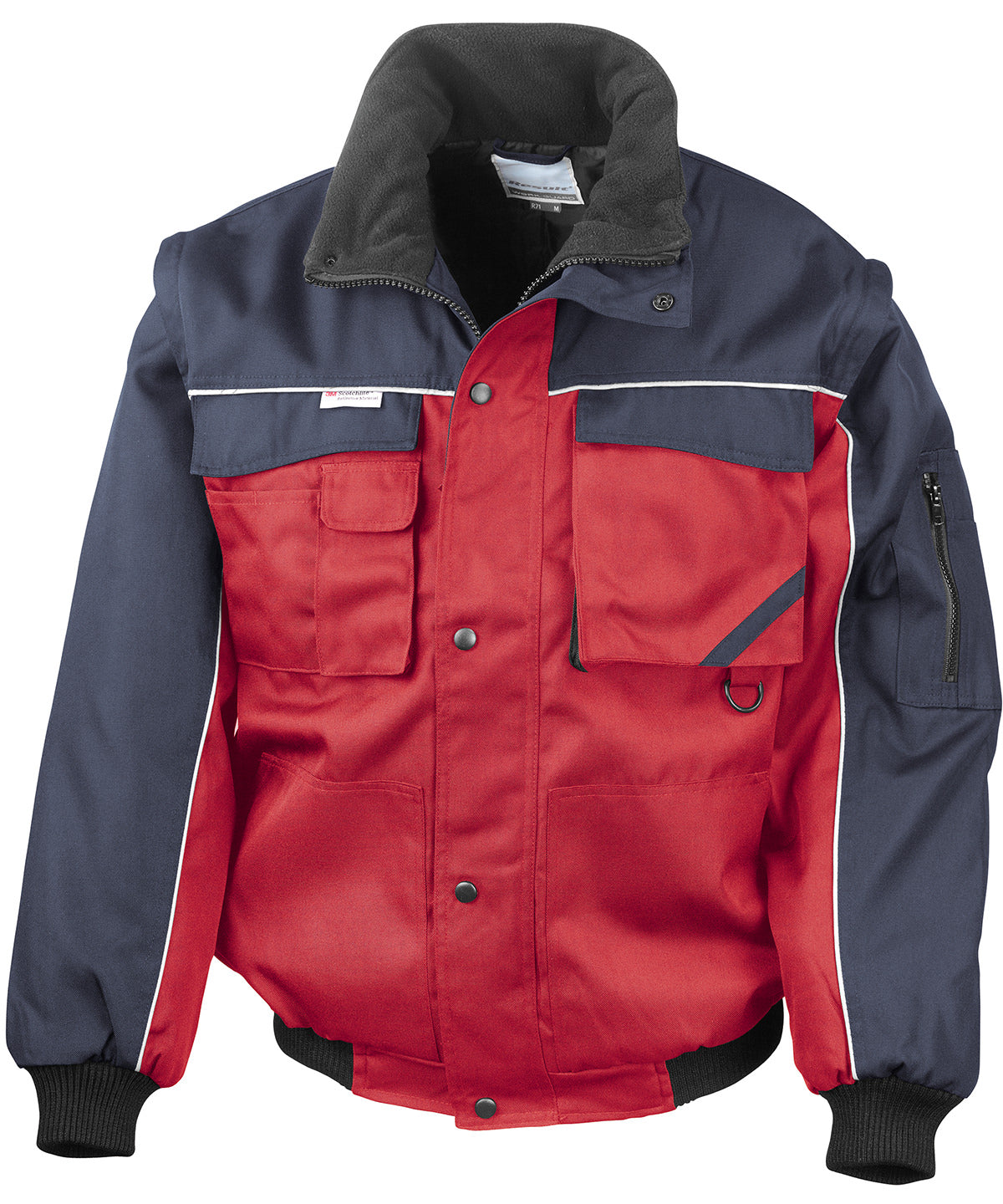 Work-Guard zip sleeve heavy-duty pilot jacket - Red/Navy