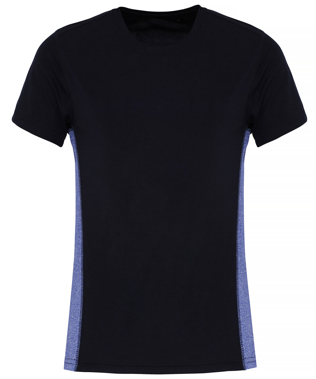 Women's TriDri® contrast panel performance t-shirt - French Navy/Blue Melange