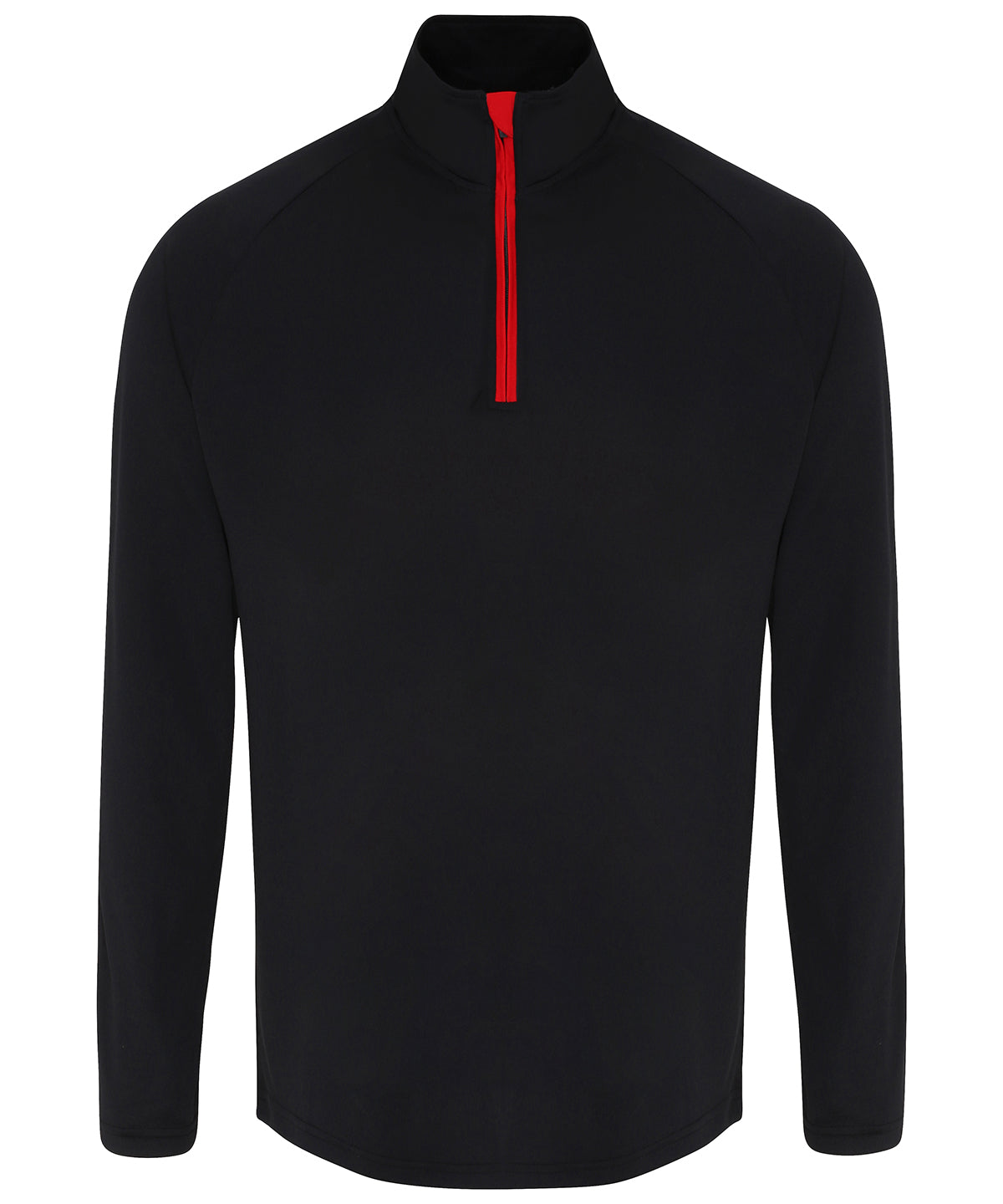 Men's TriDri® long sleeve performance ¼ zip top  - Black/Red