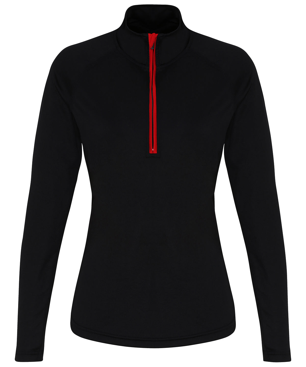Women's TriDri® long sleeve performance ¼ zip - Black/Red