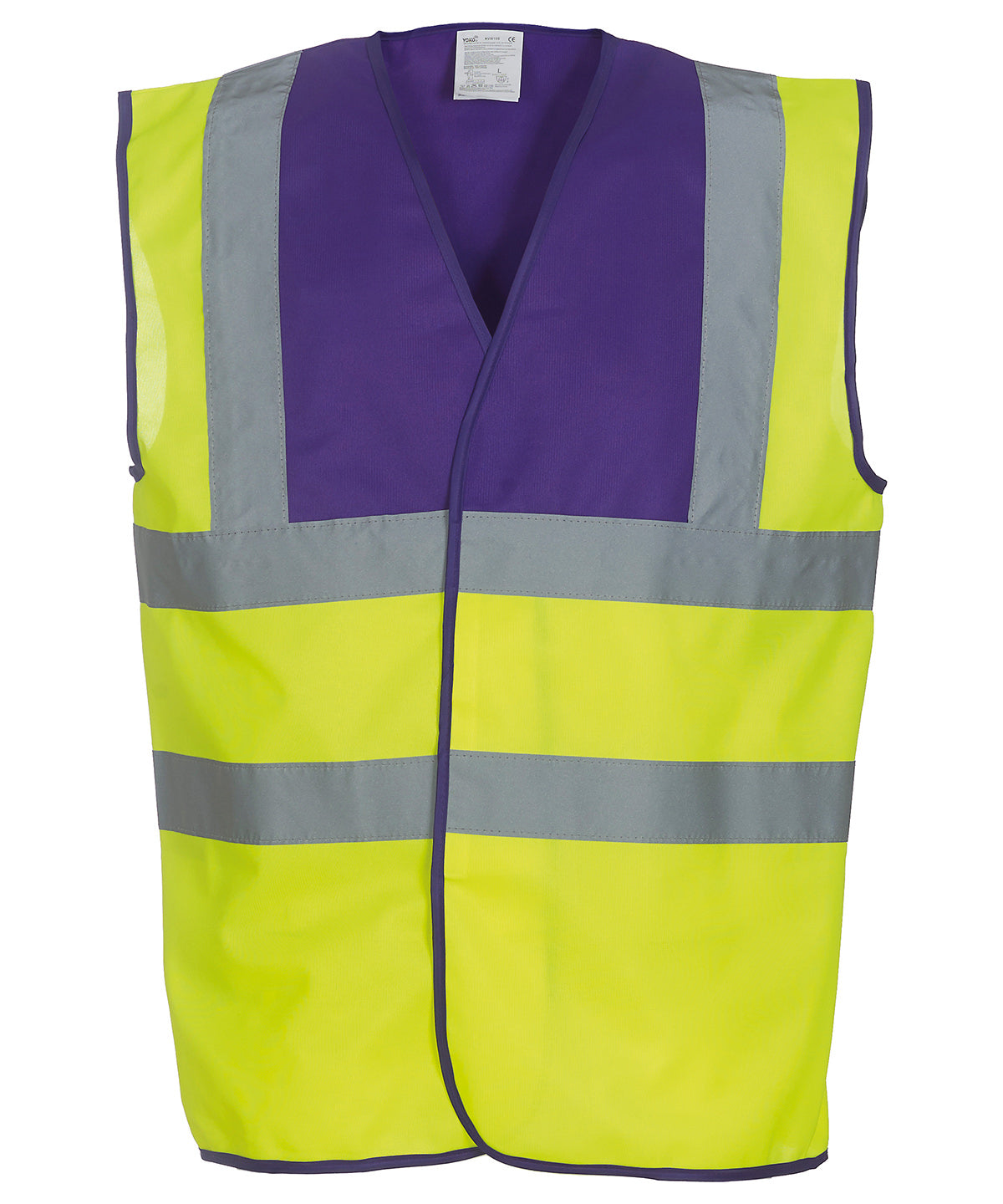 Hi-vis 2-band-and-braces waistcoat (HVW100) - Purple Yoke/Yellow