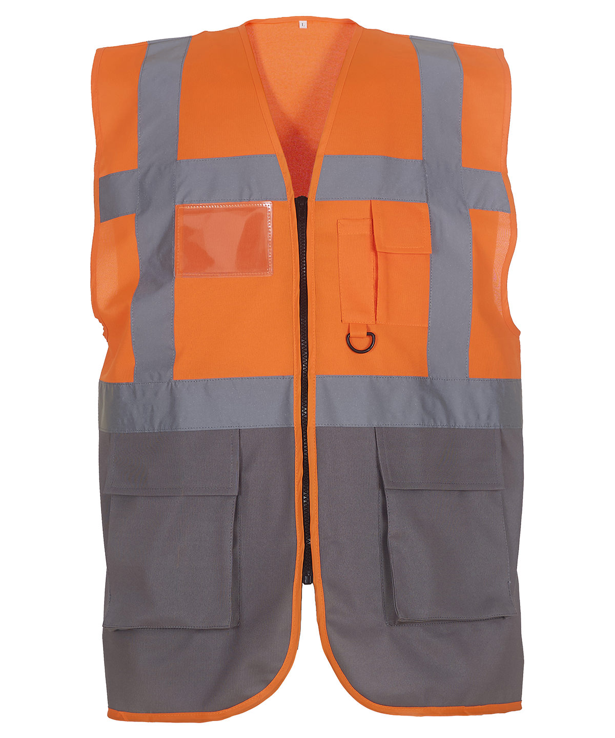 Multifunctional executive hi-vis waistcoat (HVW801) - Orange/Grey