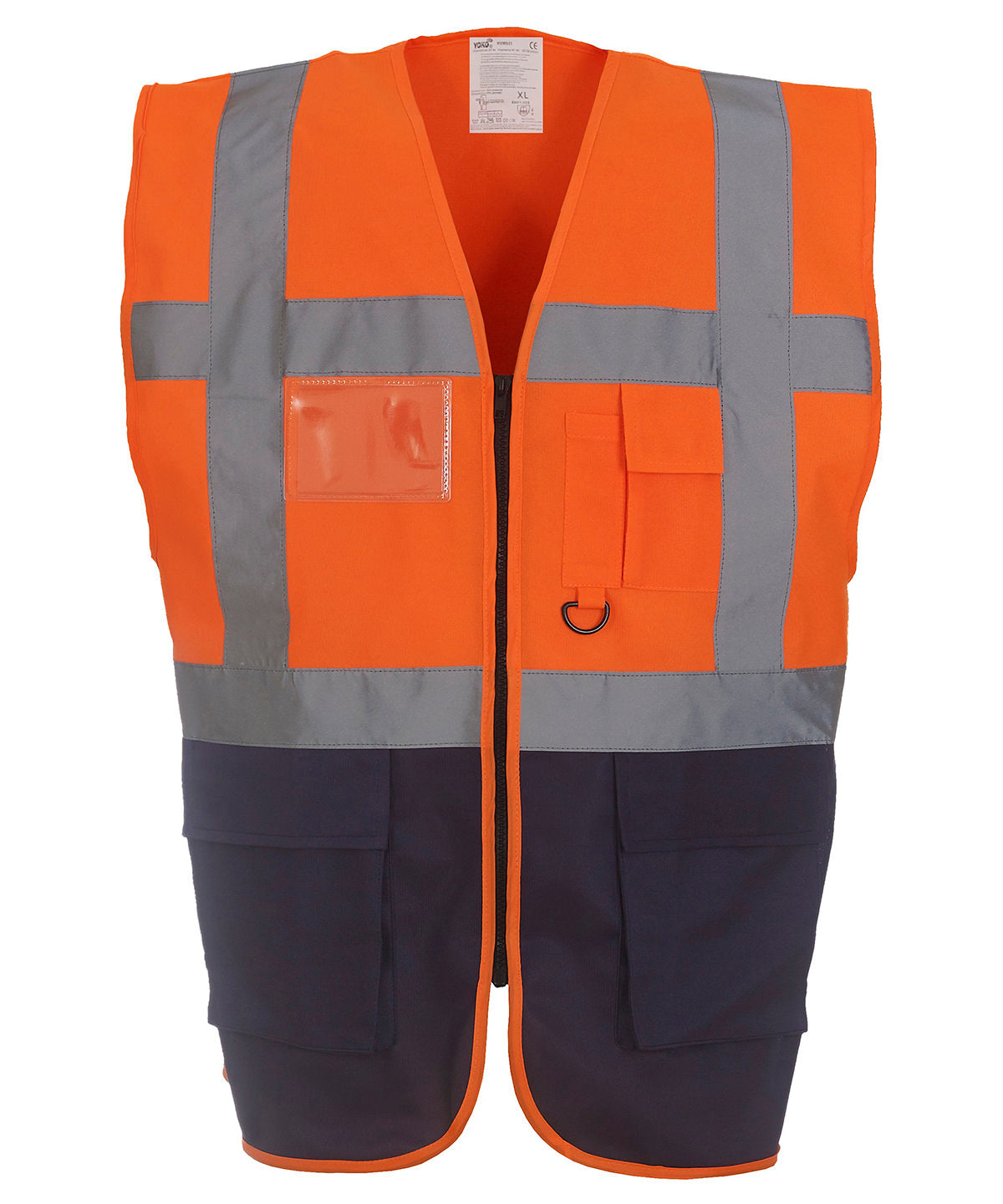 Multifunctional executive hi-vis waistcoat (HVW801) - Orange/Navy