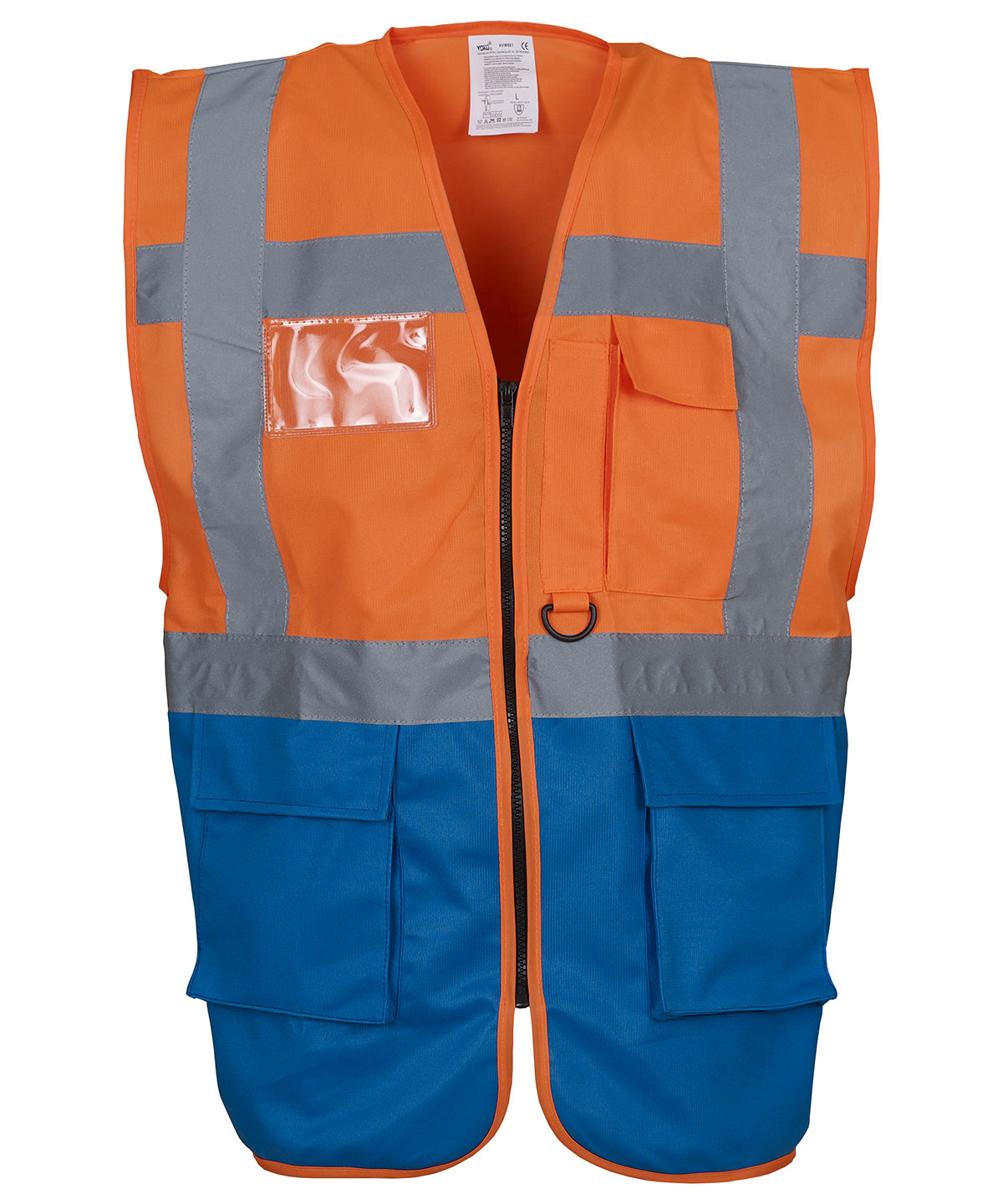 Multifunctional executive hi-vis waistcoat (HVW801) - Orange/Royal Blue
