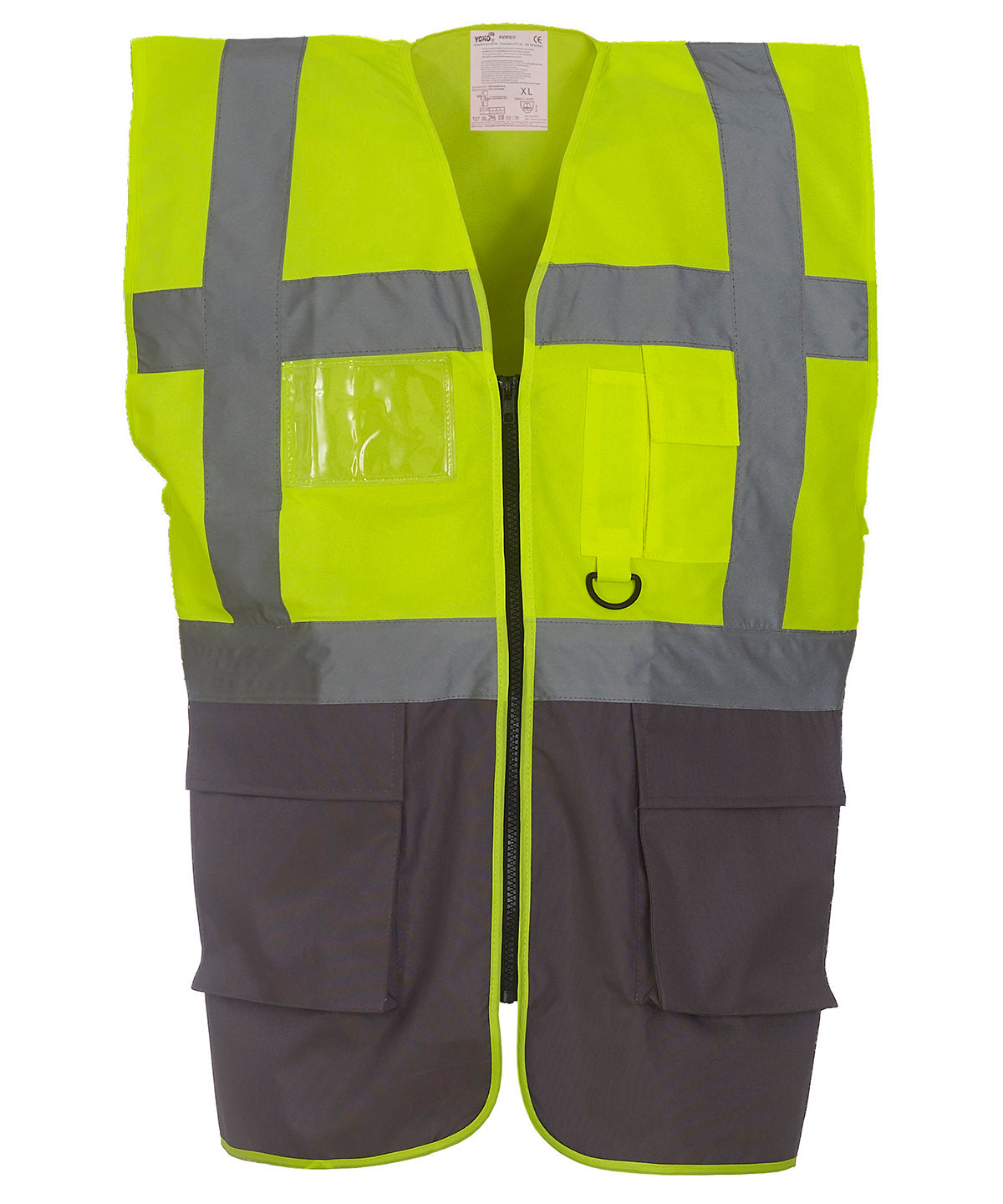 Multifunctional executive hi-vis waistcoat (HVW801) - Yellow/Grey