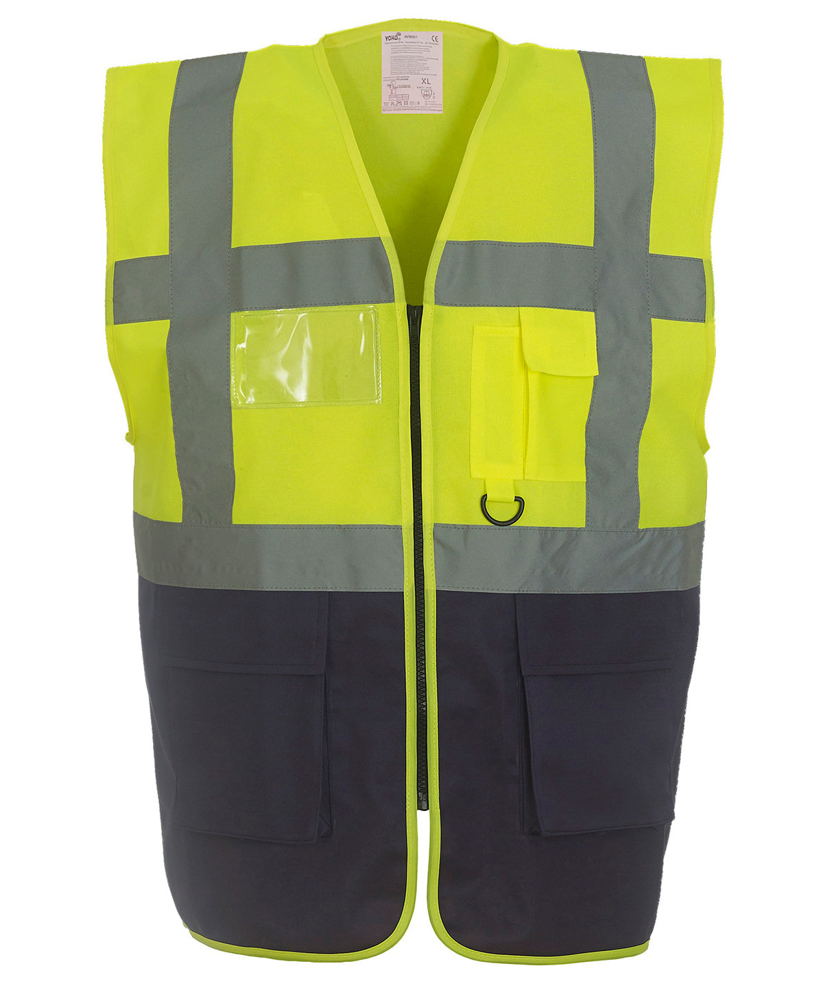 Multifunctional executive hi-vis waistcoat (HVW801) - Yellow/Navy
