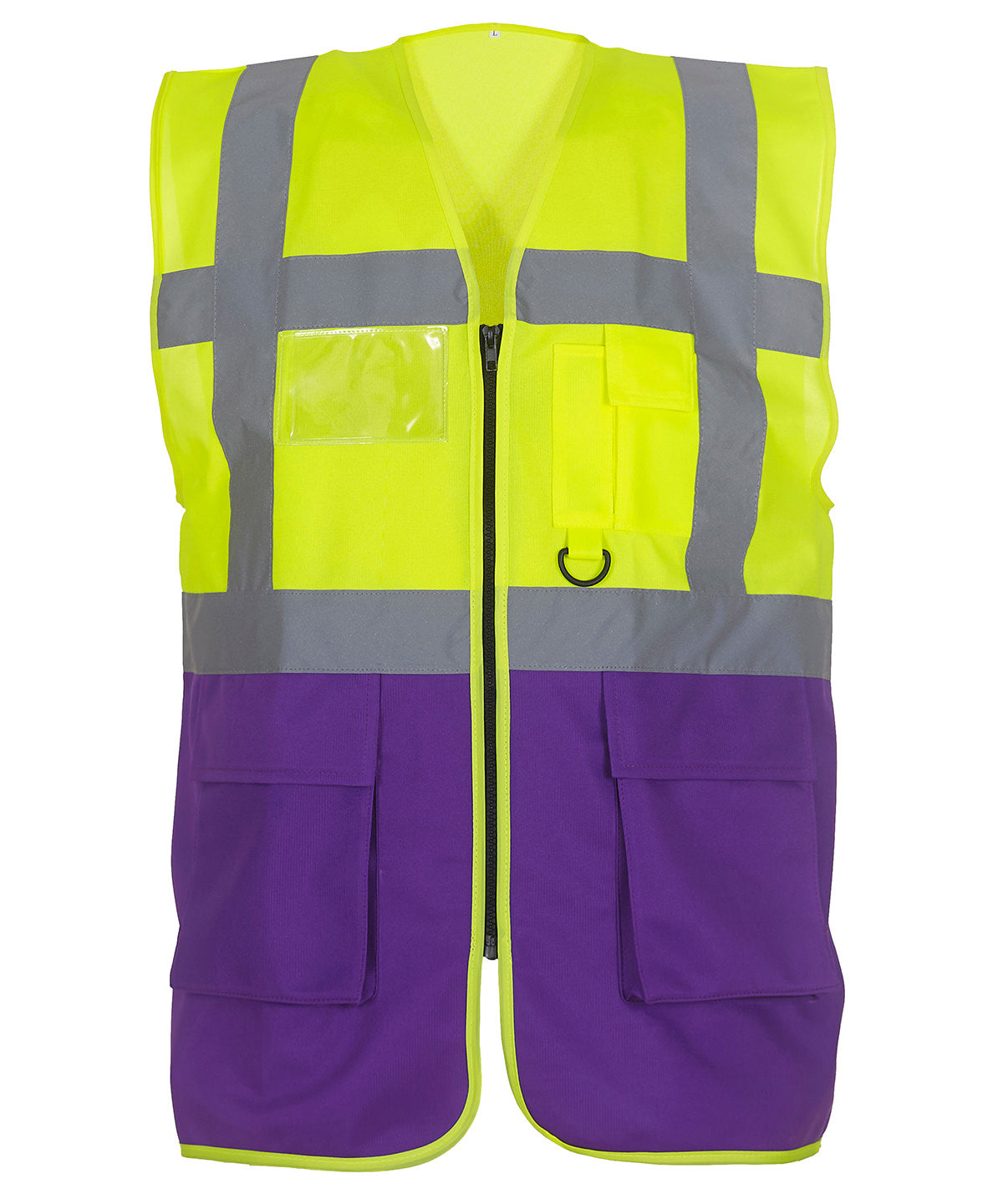 Multifunctional executive hi-vis waistcoat (HVW801) - Yellow/Purple