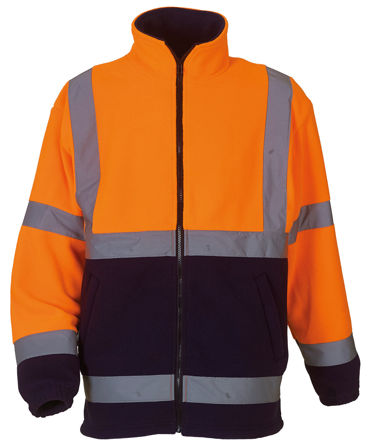 Hi-vis heavyweight fleece jacket (HVK08) - Orange/Navy