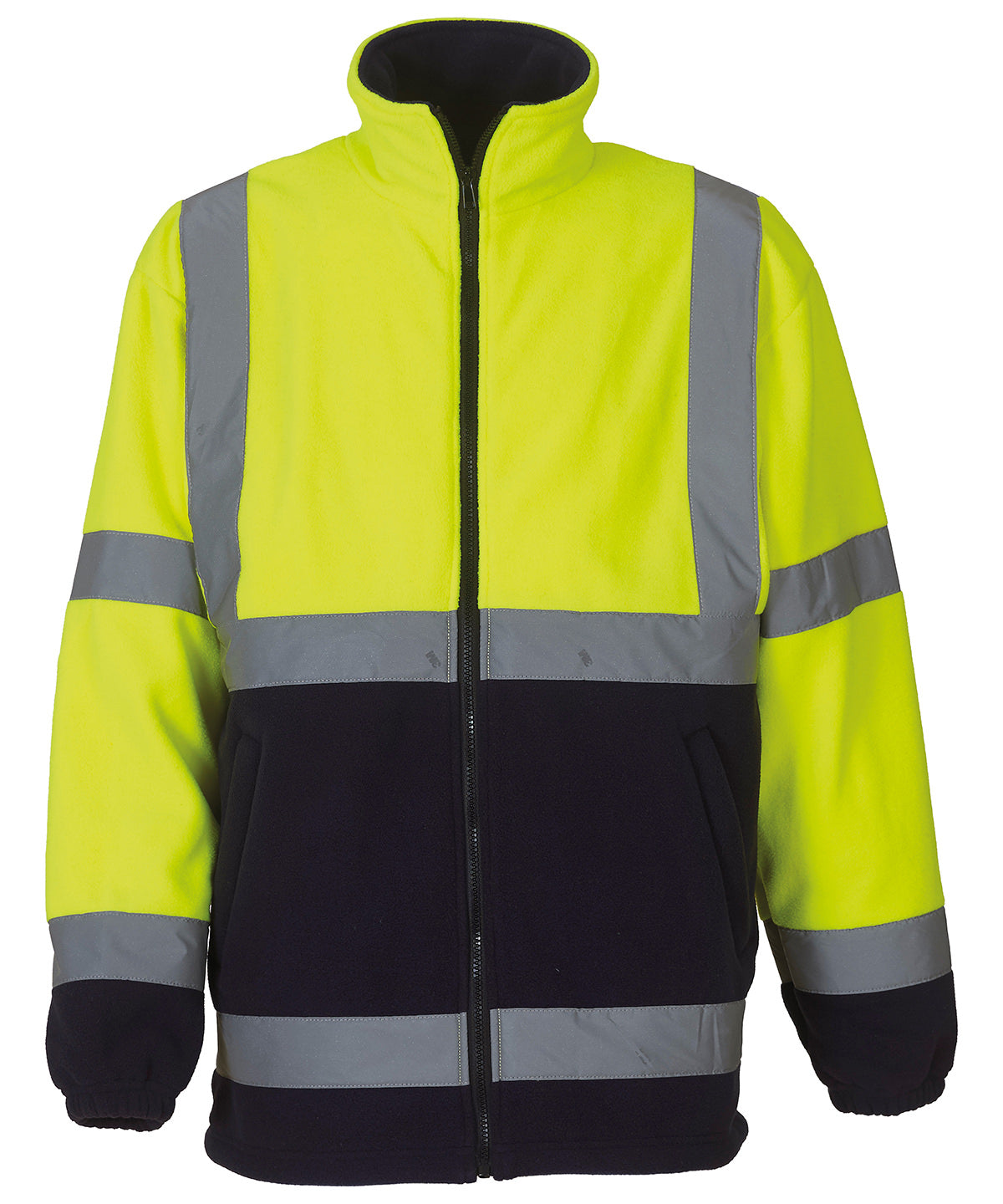 Hi-vis heavyweight fleece jacket (HVK08) - Yellow/Navy