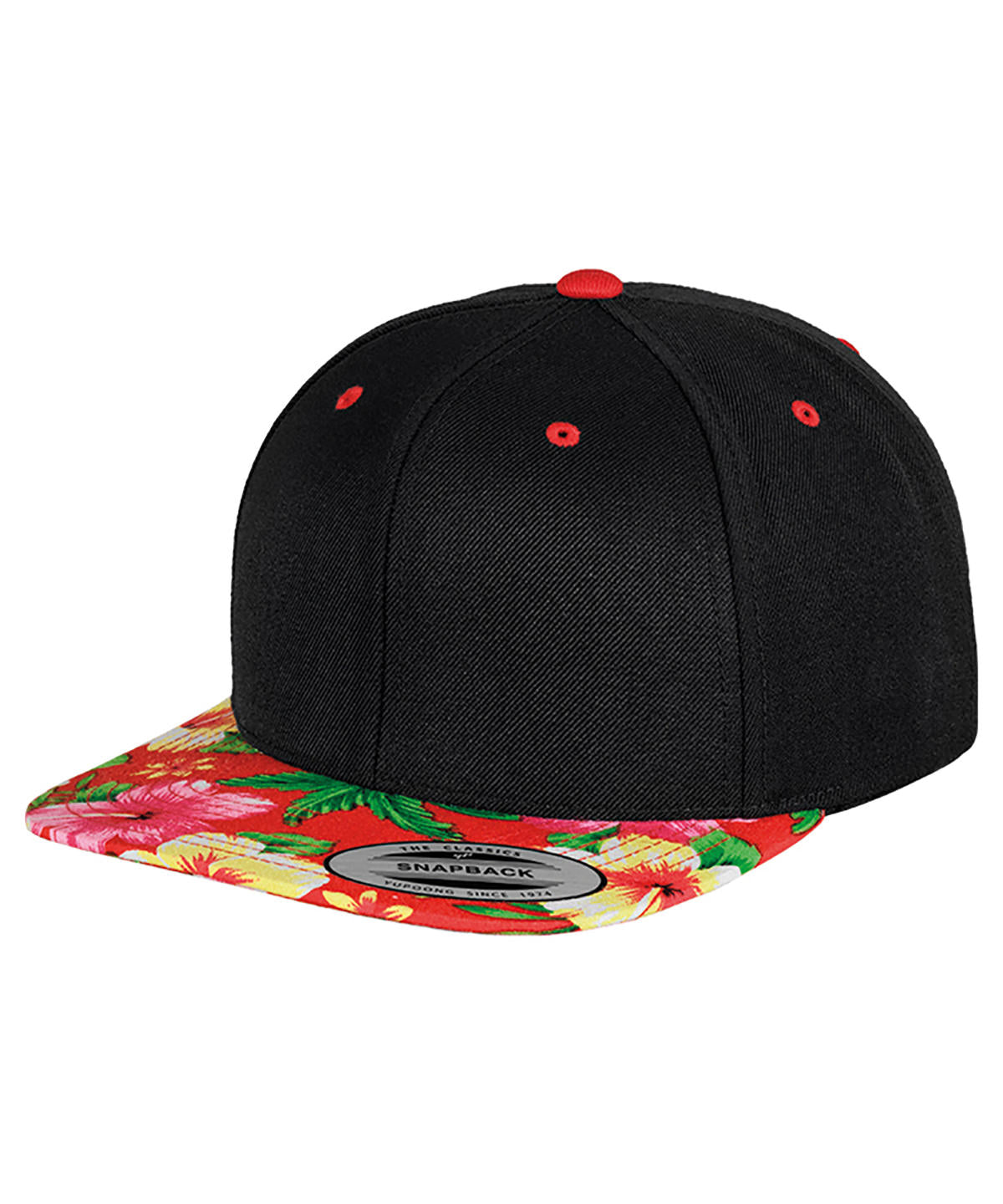 Fashion print snapback (6089DESIGNER) - Black/Floral Red