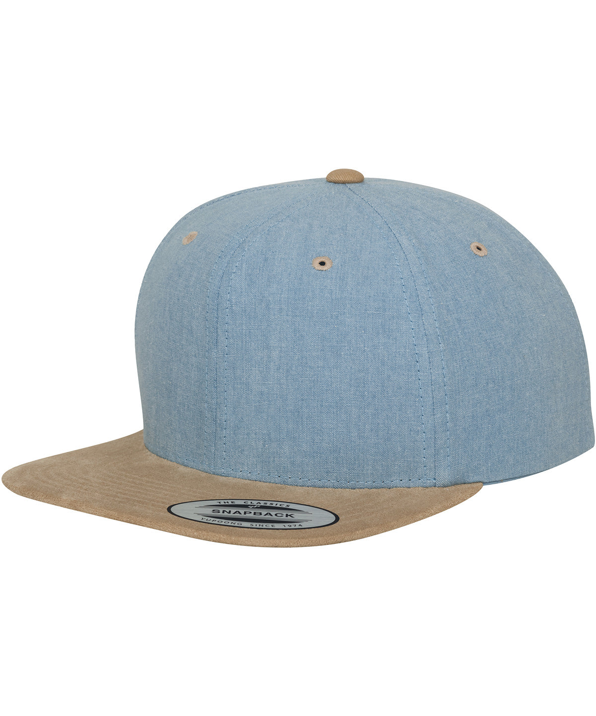 Chambray-suede snapback (6089CH) - Blue/Beige