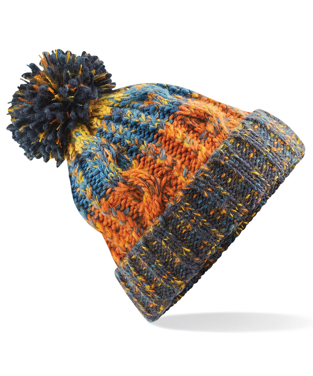 Corkscrew pom pom beanie - Retro Blue