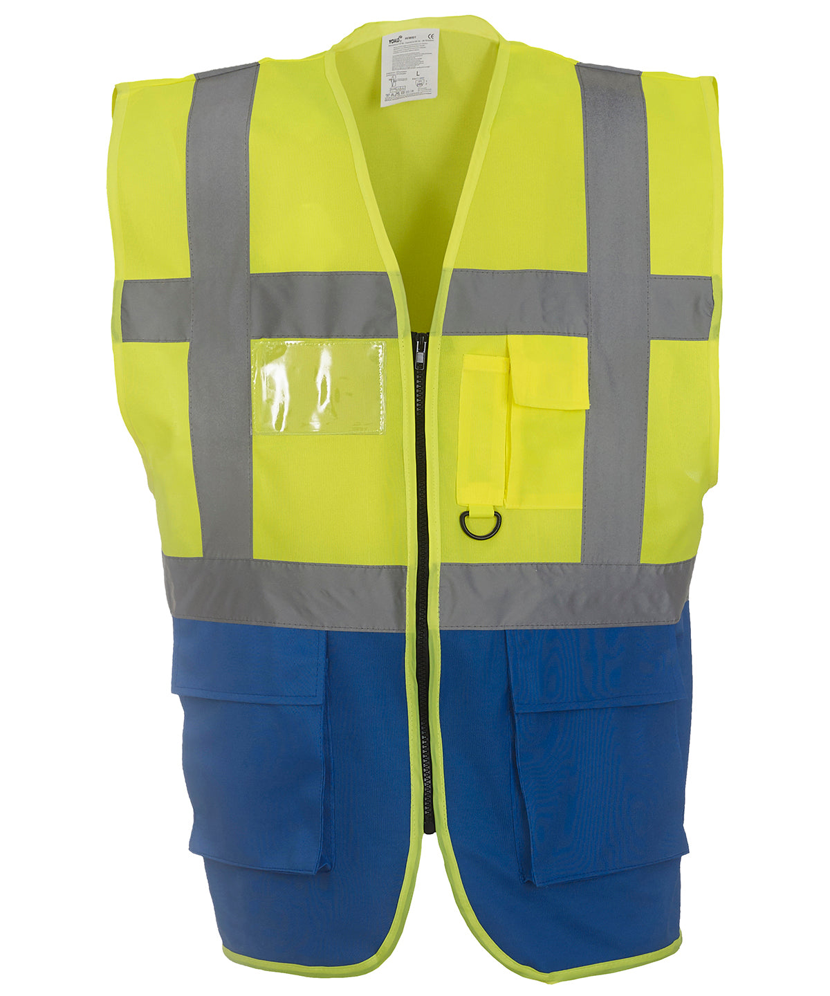 Multifunctional executive hi-vis waistcoat (HVW801) - Yellow/Royal Blue