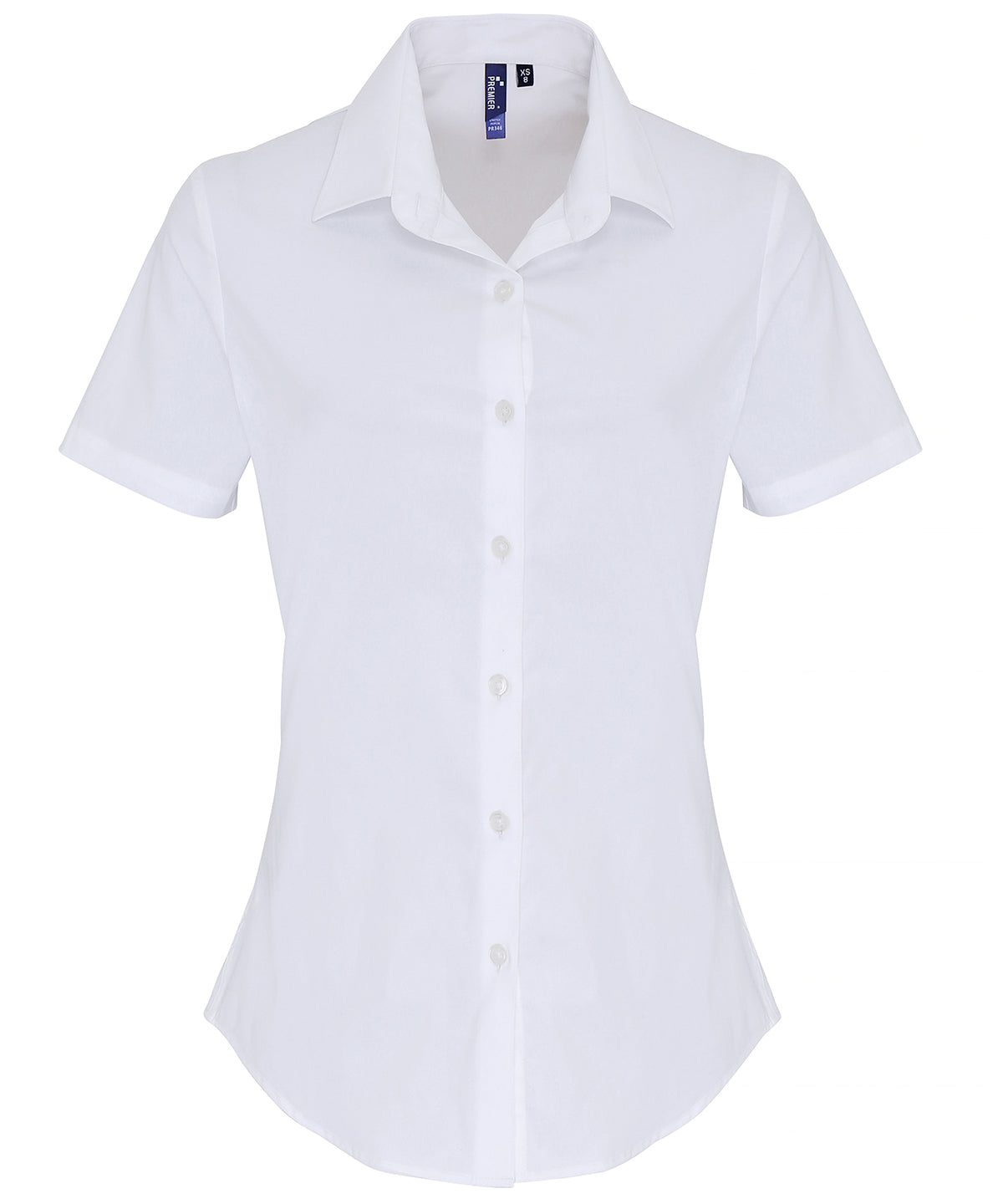 Women's stretch fit cotton poplin short sleeve blouse - White