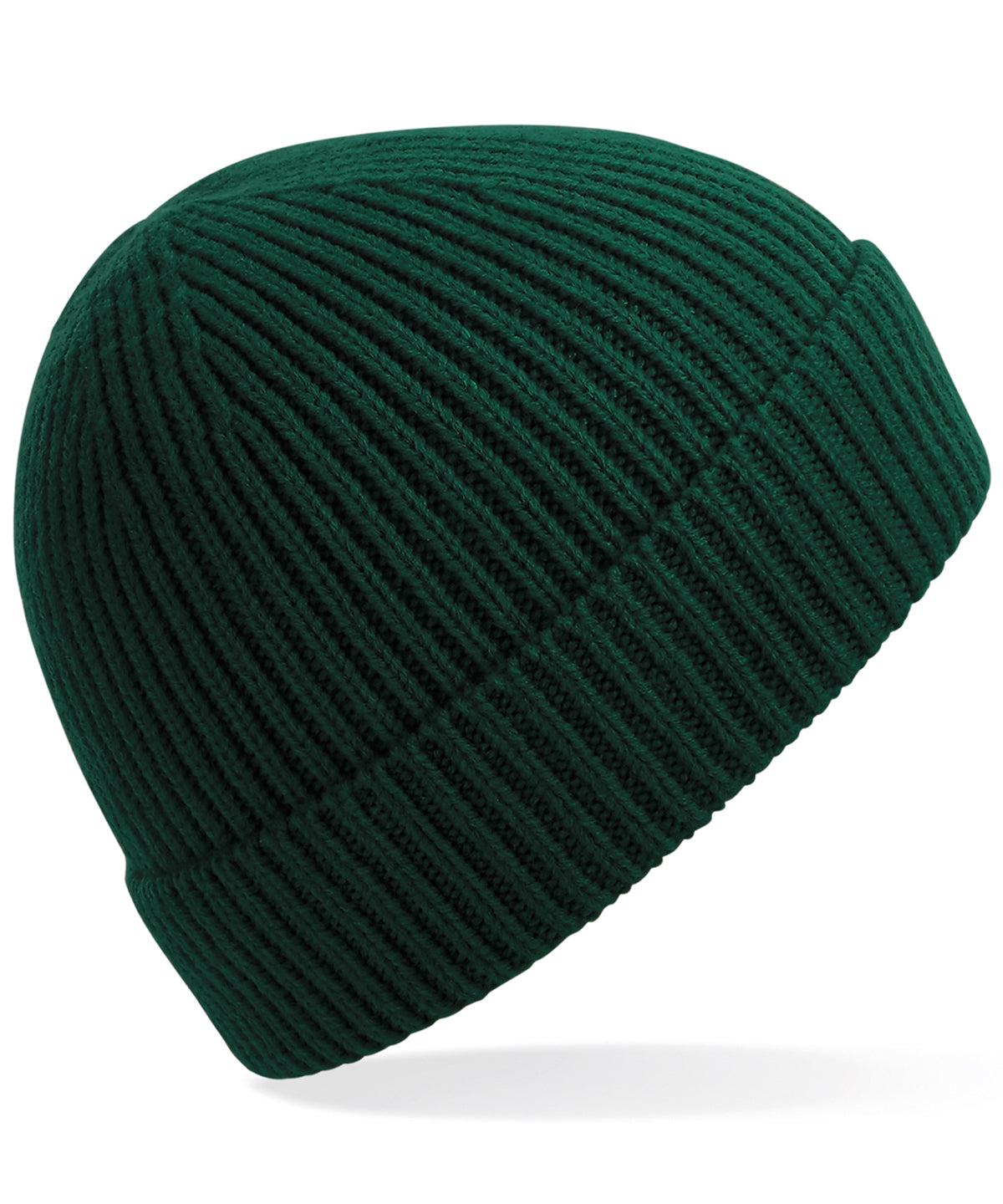 Engineered knit ribbed beanie - Bottle Green