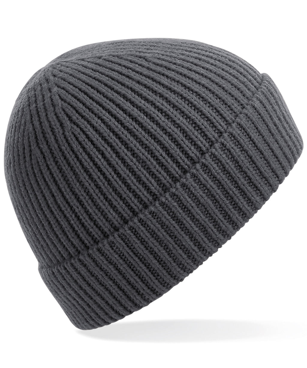 Engineered knit ribbed beanie - Graphite Grey