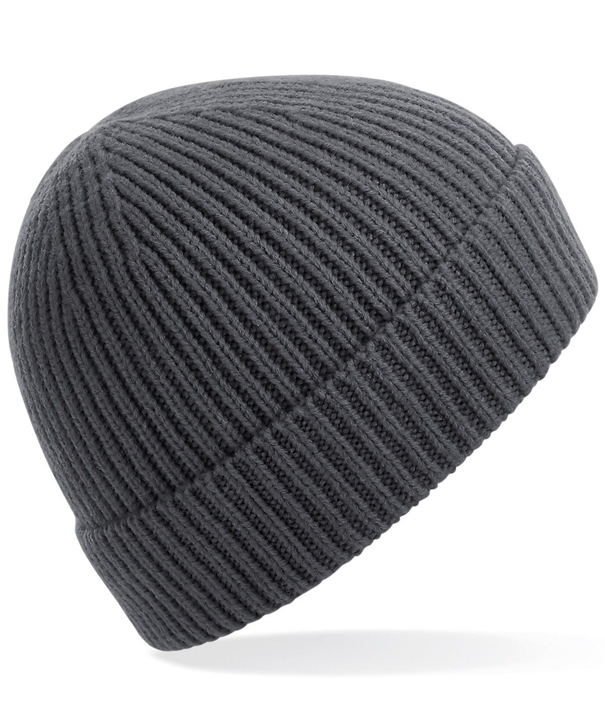 Engineered knit ribbed beanie - Graphite Grey
