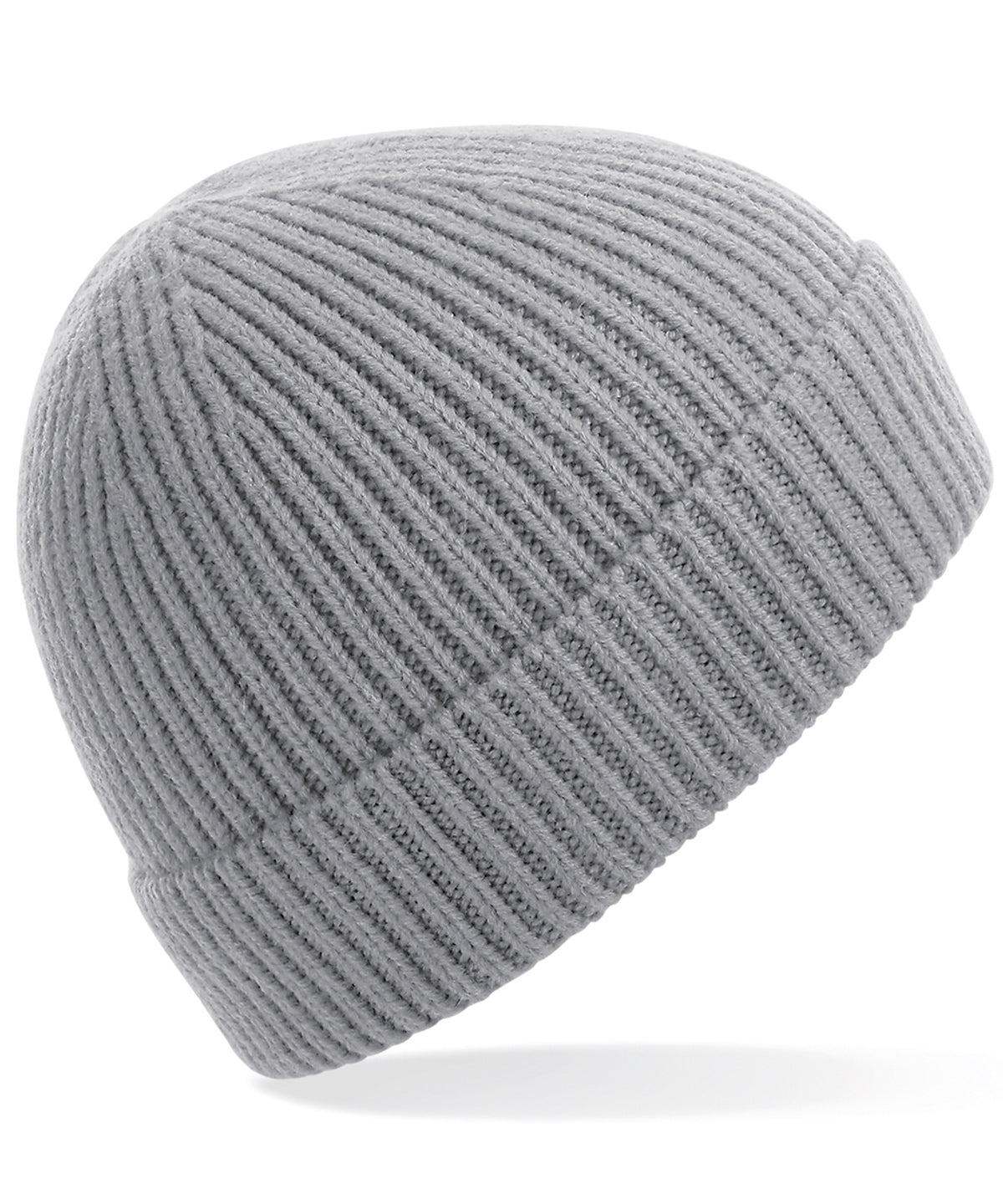 Engineered knit ribbed beanie - Light Grey