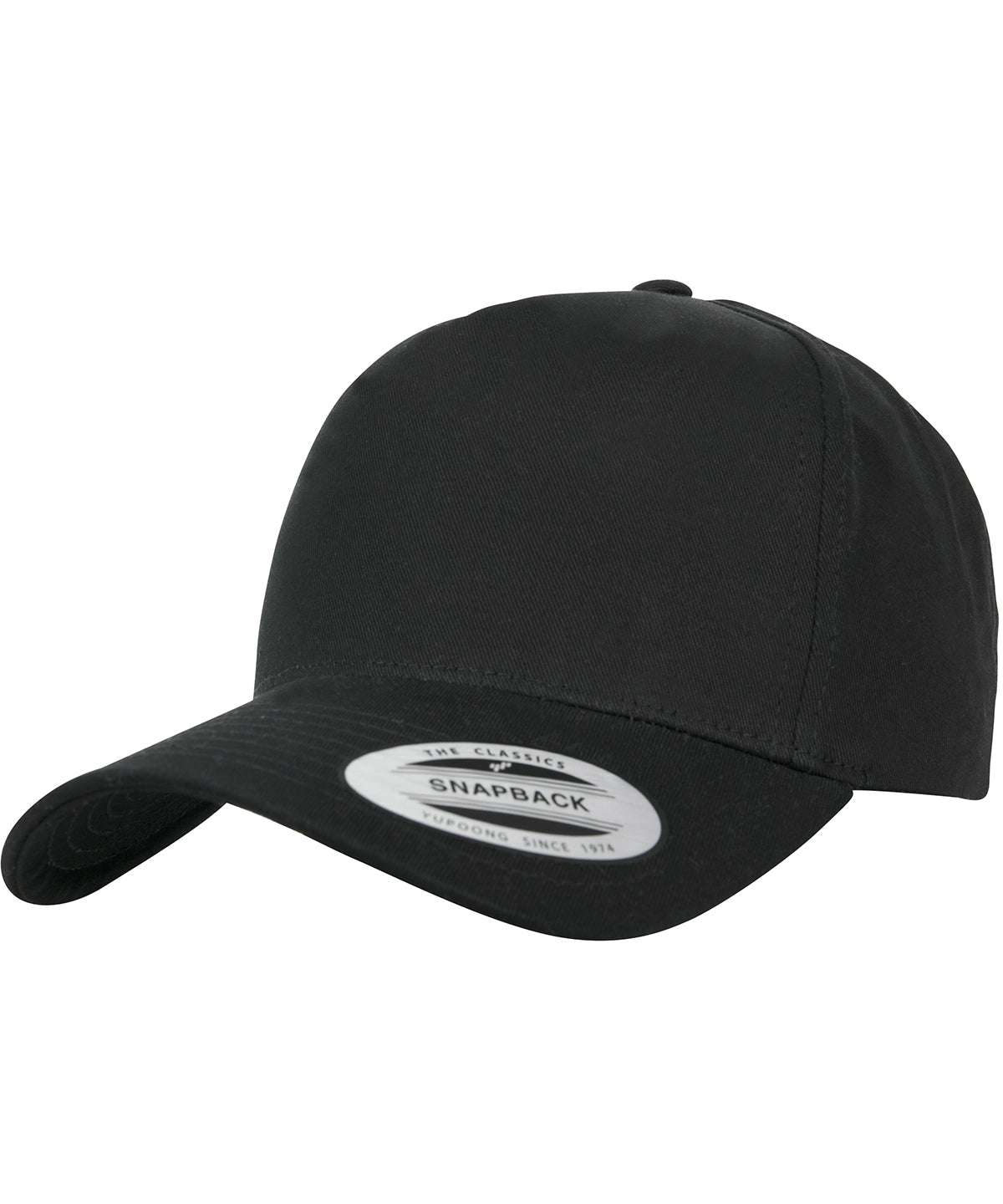 5-panel curved classic snapback (7707) - Black