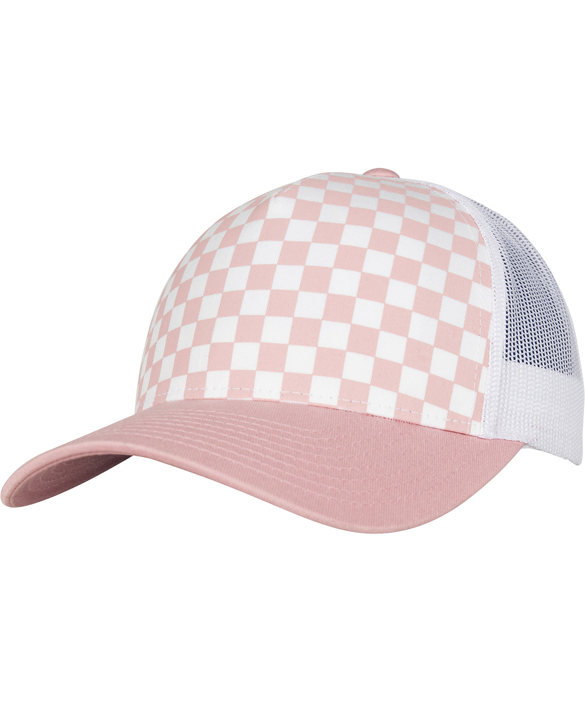 Checkerboard retro trucker (6506CB) - Light Rose/White