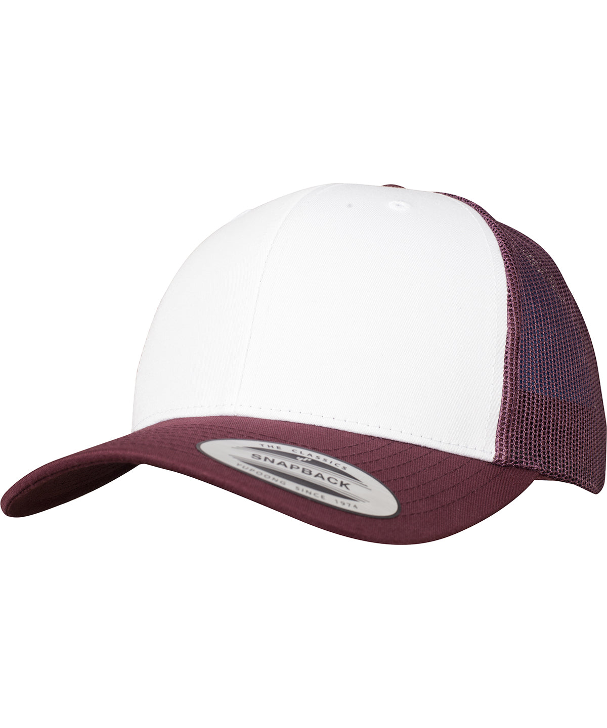 Retro trucker coloured front (6606CF) - Maroon/White/Maroon