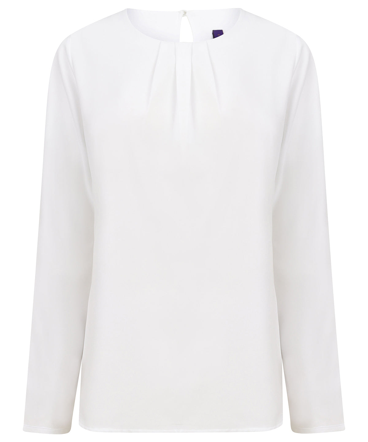 Women's pleat front long sleeve blouse - White