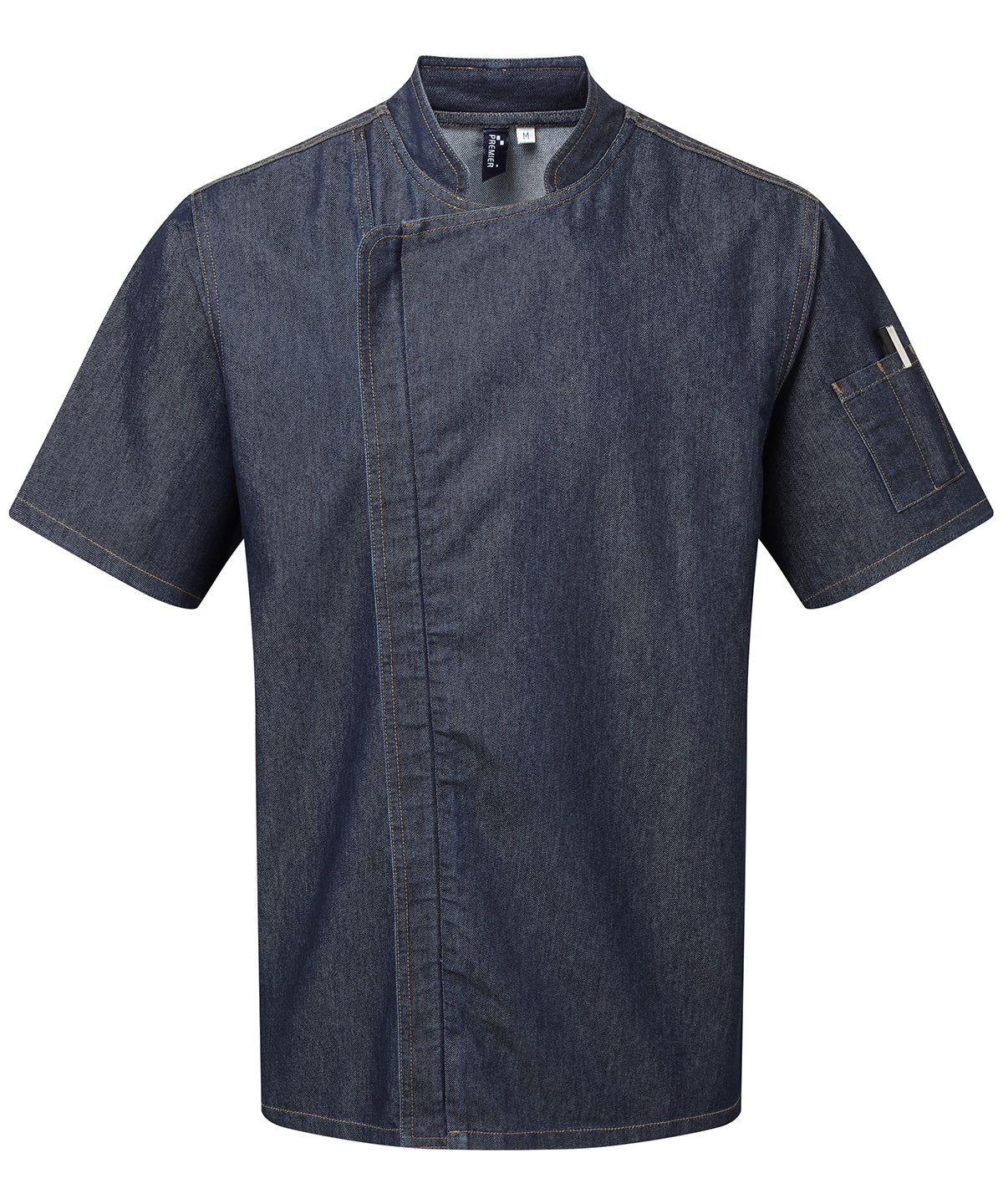 Chef's zip-close short sleeve jacket - Indigo Denim