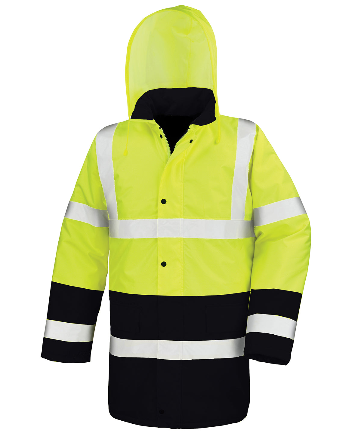 Motorway two-tone safety coat - Fluorescent Yellow/Black