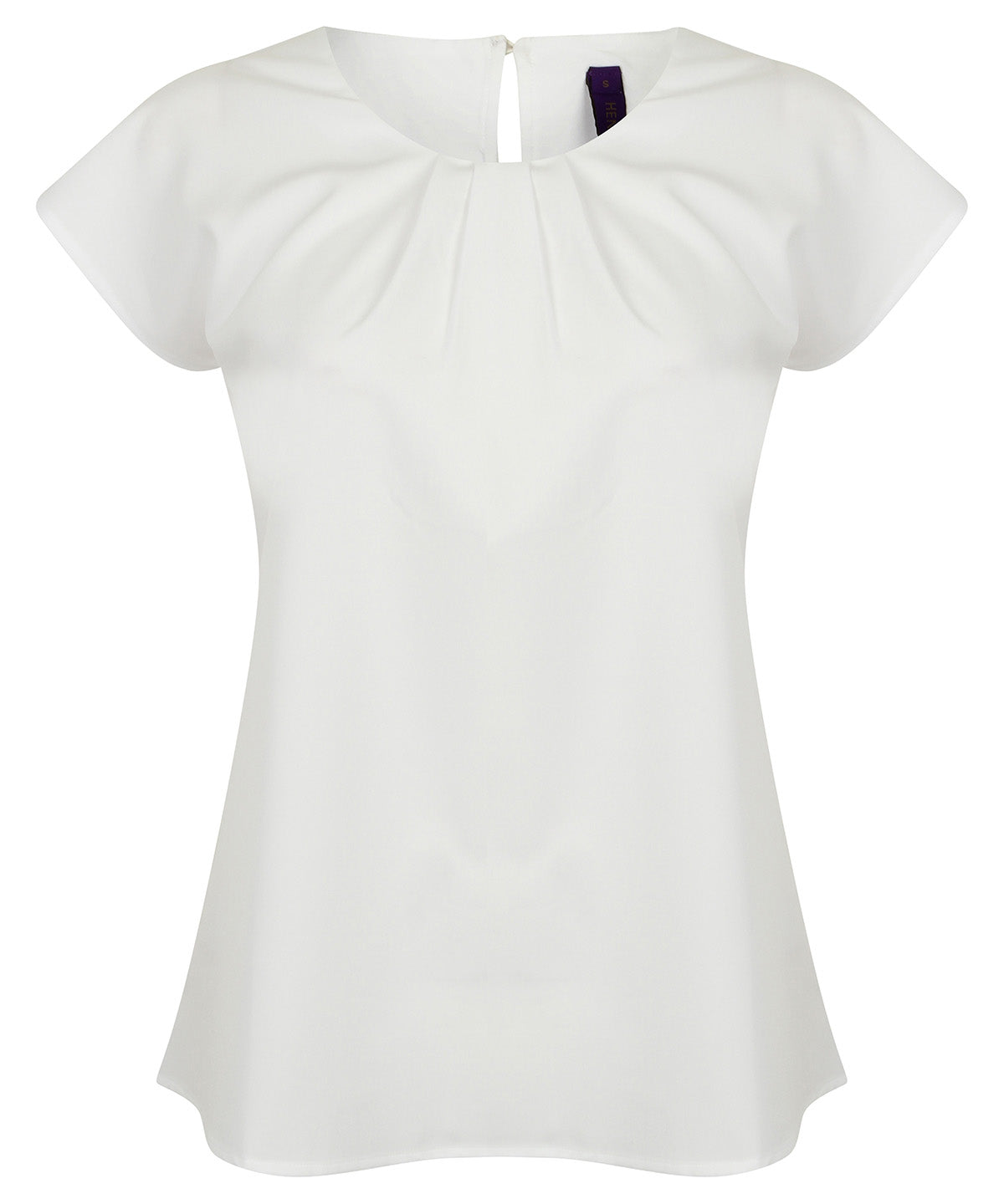 Women's pleat front short sleeve blouse - White