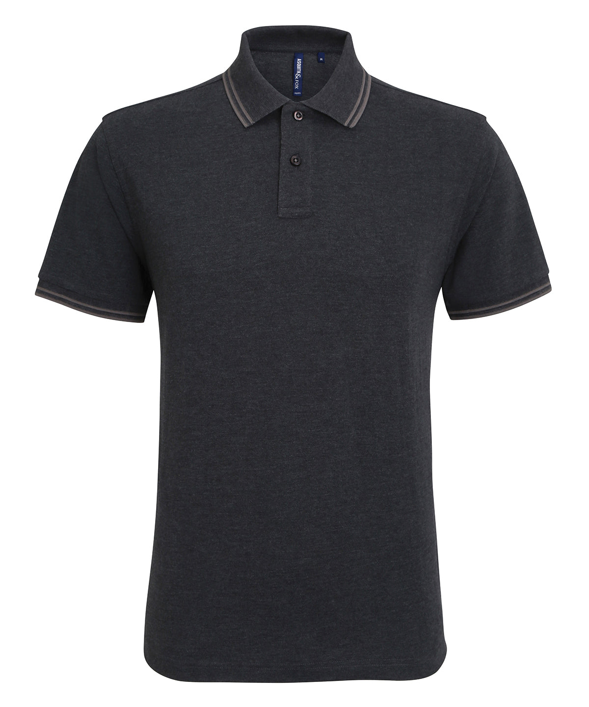 Classic fit tipped polo - Heather Black/Charcoal