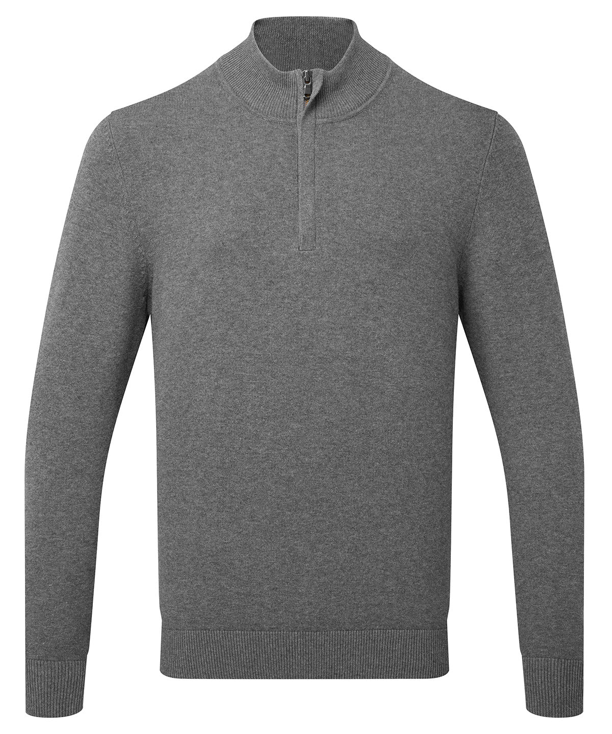 Men's cotton blend ¼ zip sweater - Charcoal