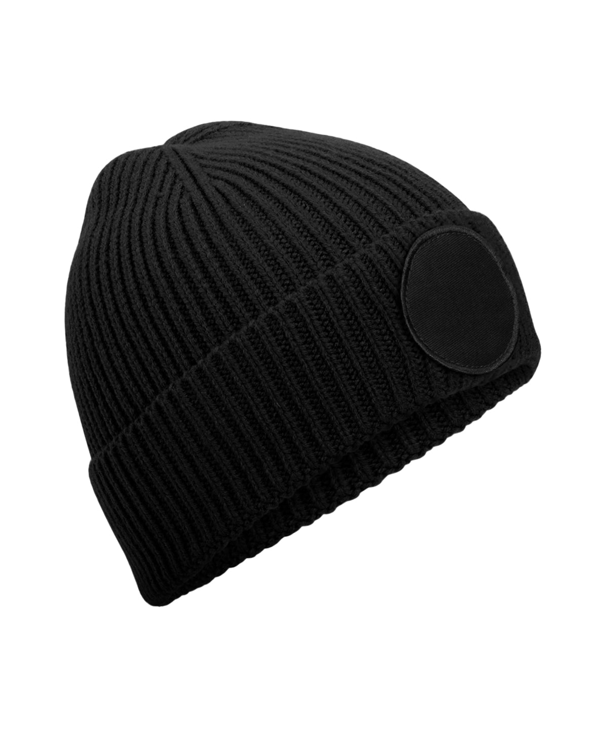 Circular fashion patch beanie - Black