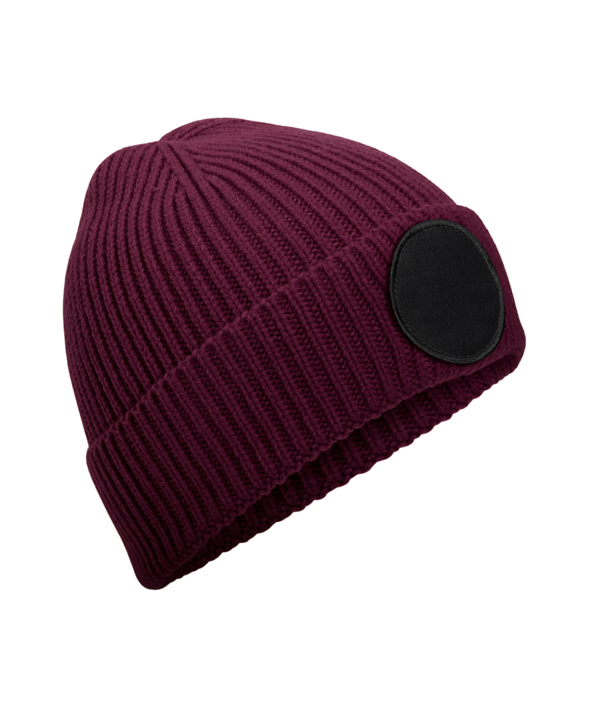 Circular fashion patch beanie - Burgundy/Black